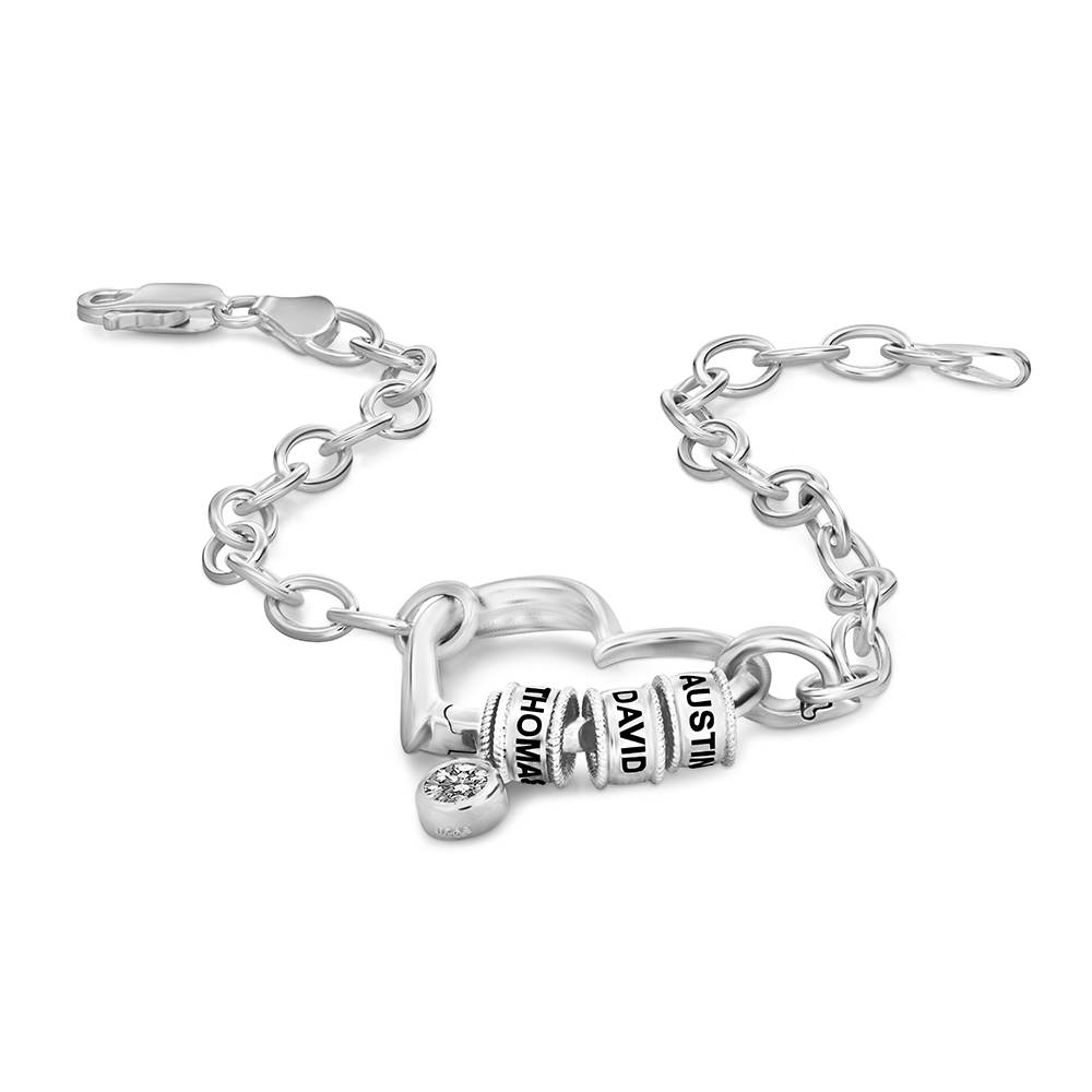 Delina Armband mit gravierten Beads und 0,25 ct Diamant - 925er Sterlingsilber-3 Delina Armband mit gravierten Beads und 0,25 ct Diamant - 925er Sterlingsilber-3 Produktfoto