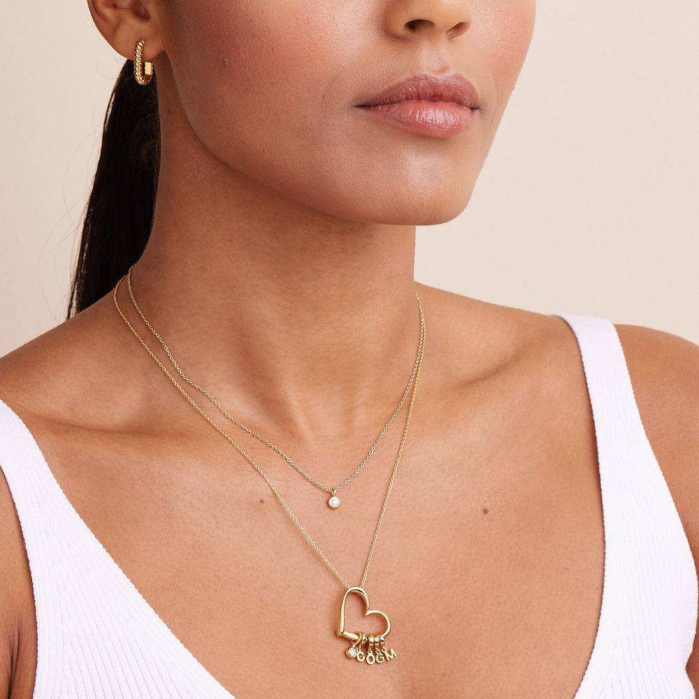 Delina Halskette mit Tropfen-Initialen und 0,10 ct Diamant - 417er Gelbgold-6 Produktfoto