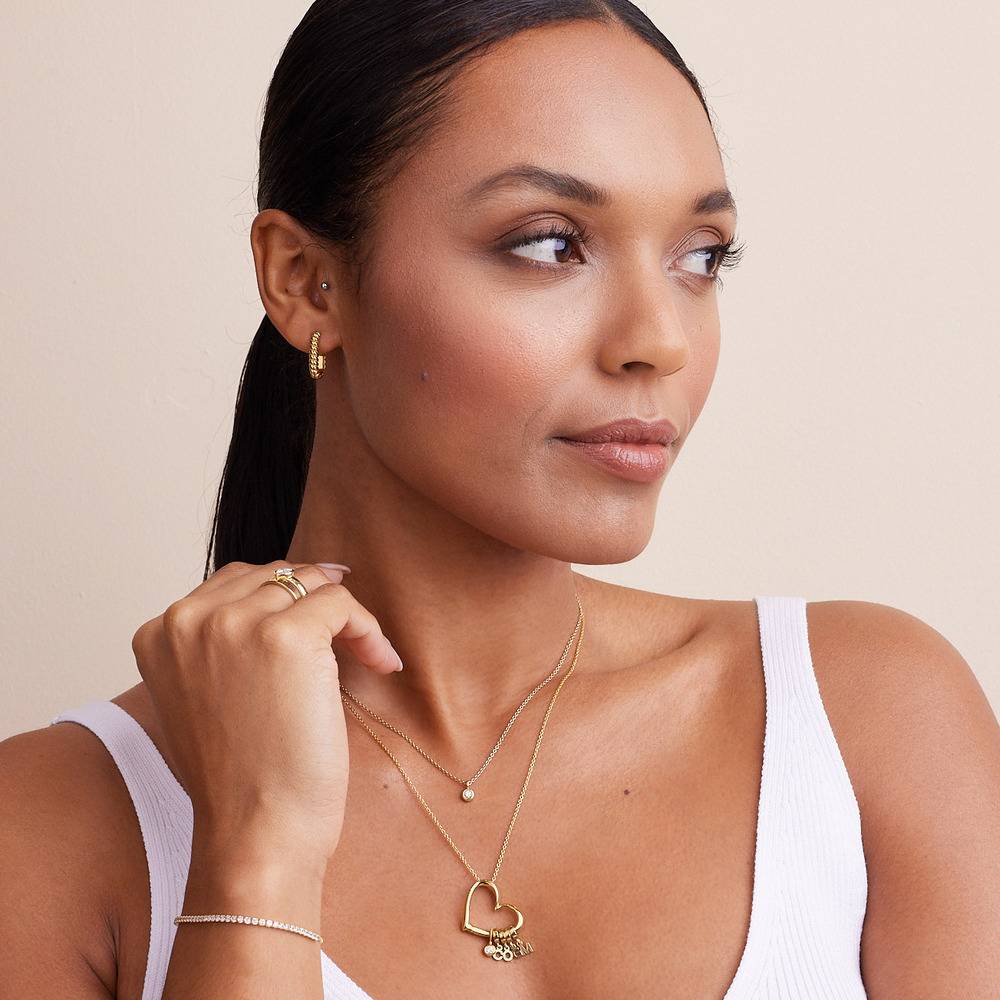 Delina Halskette mit Tropfen-Initialen und 0,10 ct Diamant - 417er Gelbgold-5 Produktfoto