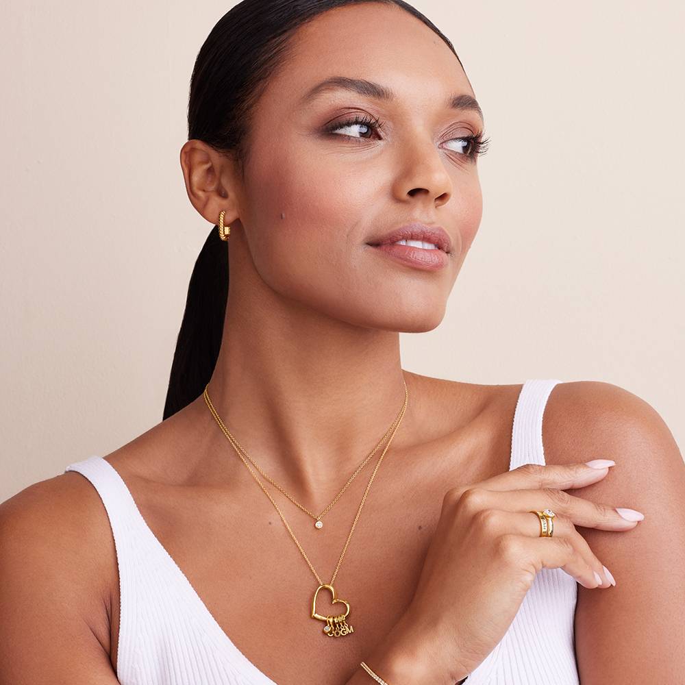 Delina Halskette mit Tropfen-Initialen und 0,10 ct Diamant - Gold-Vermeil-2 Produktfoto