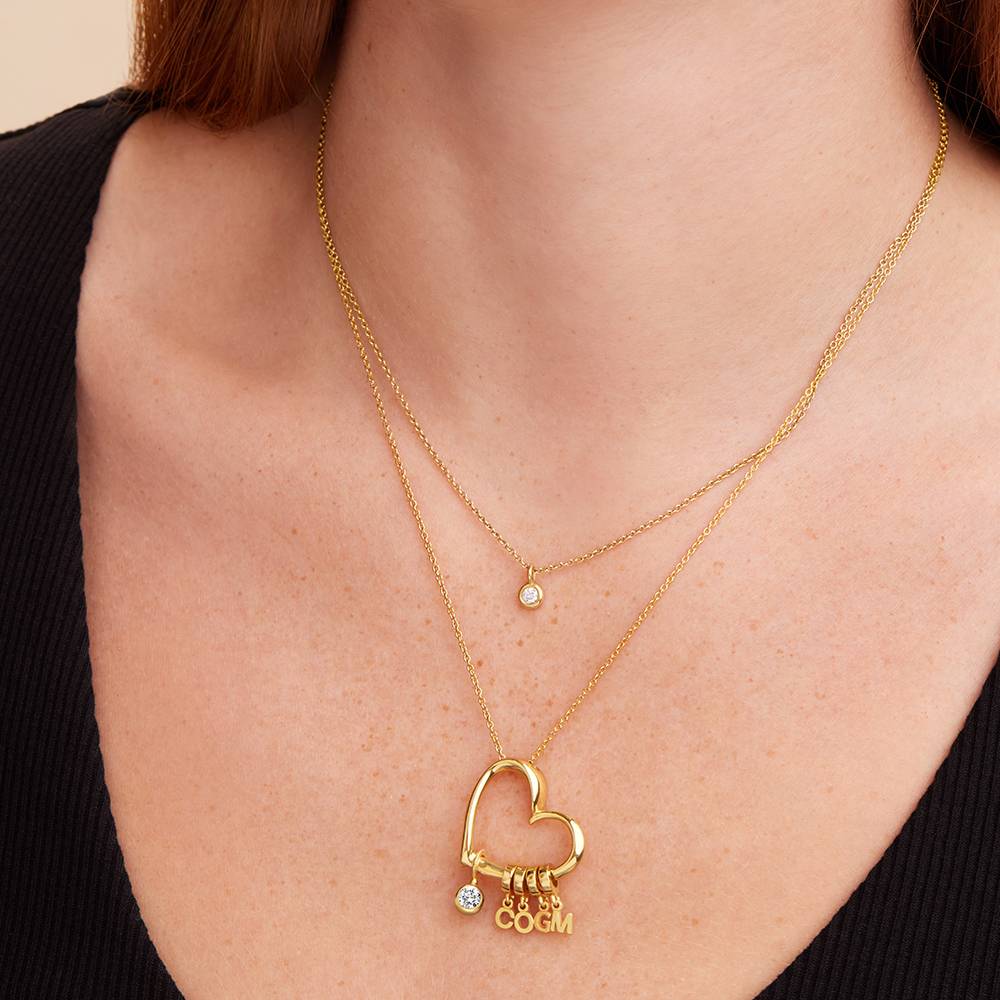 Delina Halskette mit Tropfen-Initialen und 0,25 ct Diamant - 417er Gelbgold-2 Produktfoto
