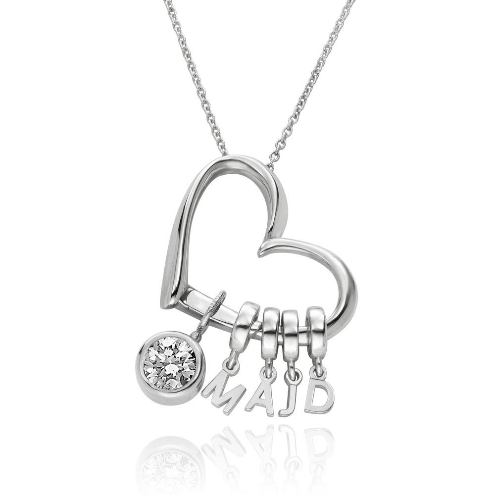 Delina Halskette mit Tropfen-Initialen und 1 ct Diamant - Silber-1 Delina Halskette mit Tropfen-Initialen und 1 ct Diamant - Silber-1 Produktfoto