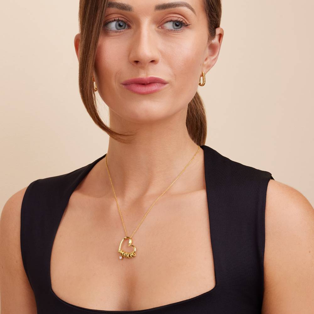 Delina Halskette mit gravierten Beads und 0,10 ct Diamant - Gold-Vermeil-1 Produktfoto