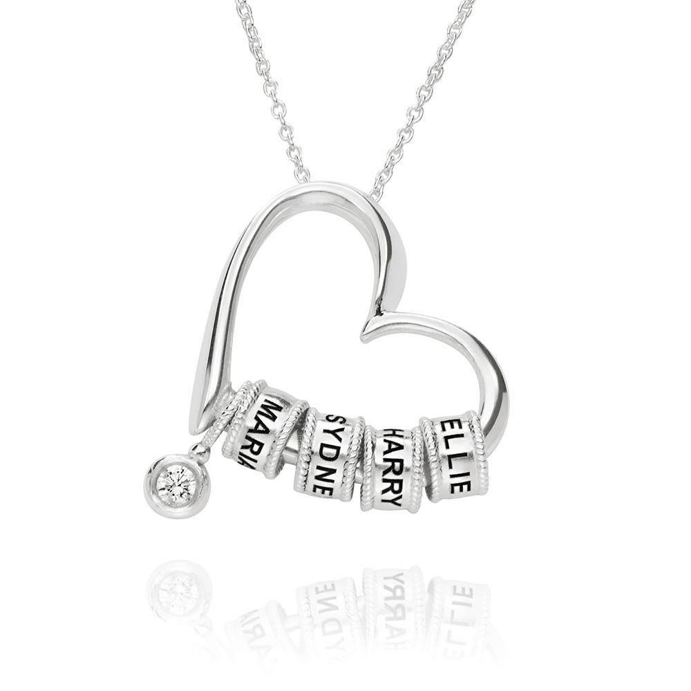 Delina Halskette mit gravierten Beads und 0,10 ct Diamant - Silber-1 Produktfoto