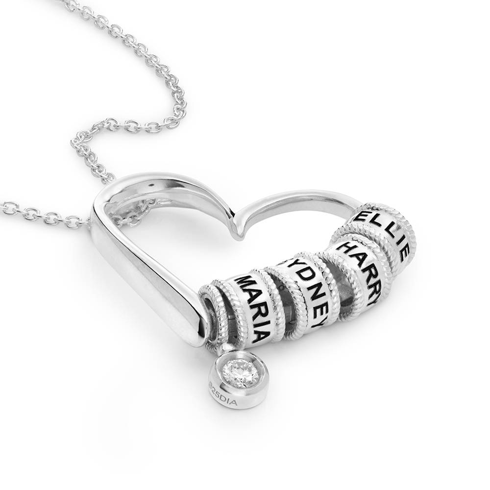 Delina Halskette mit gravierten Beads und 0,10 ct Diamant - Silber-2 Produktfoto