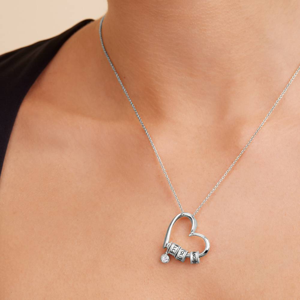 Delina Halskette mit gravierten Beads und 0,10 ct Diamant - Silber-4 Produktfoto