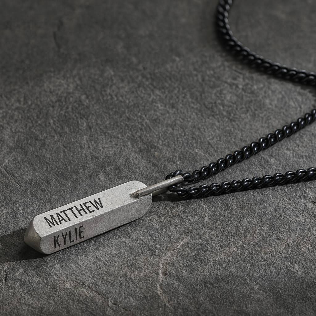 Vertikale Barrenkette für Männer - Silber-5 Vertikale Barrenkette für Männer - Silber-5 Produktfoto