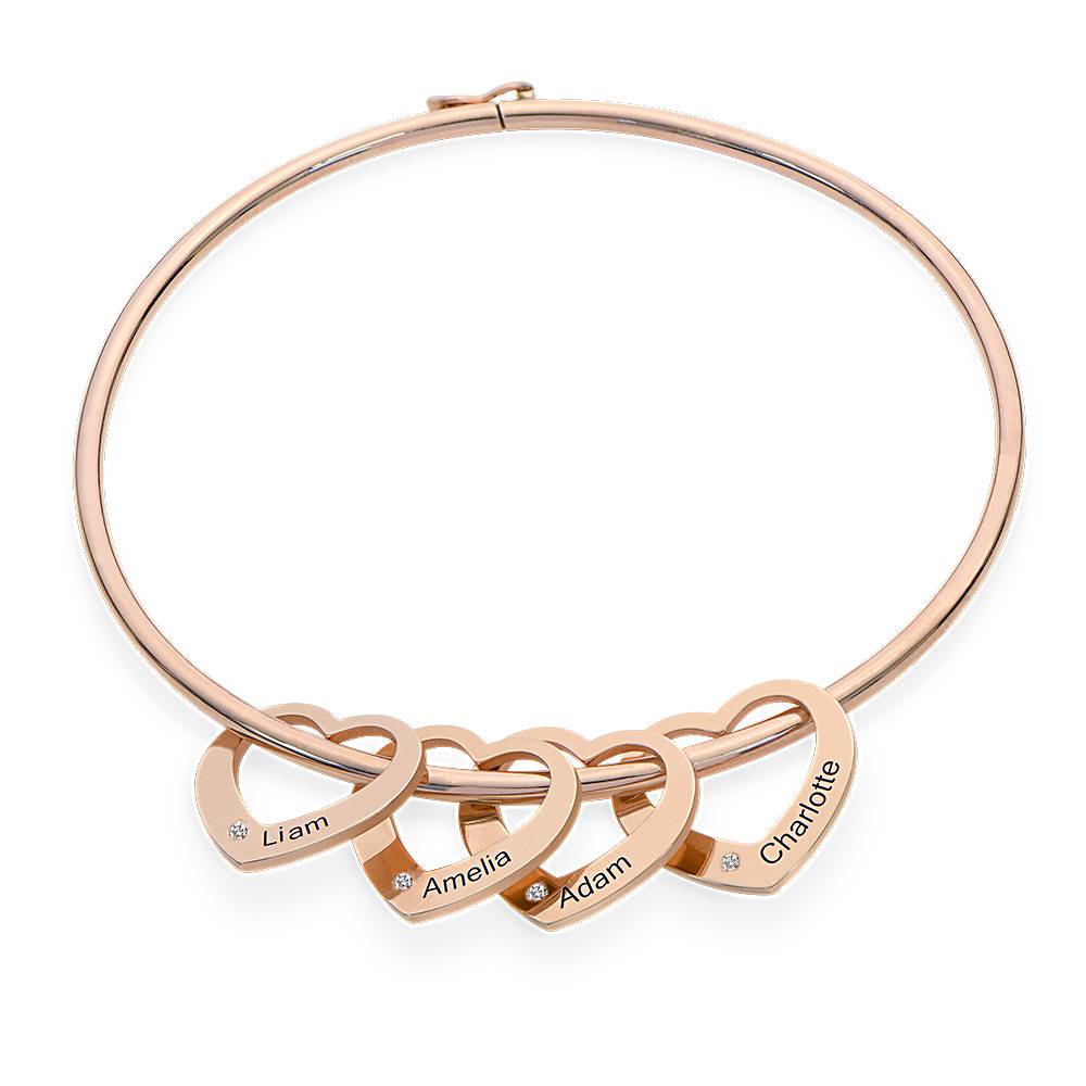 Gravierter Herz-Charm mit Diamant für Chelsea Armreif - - Rosévergoldet-2 Produktfoto