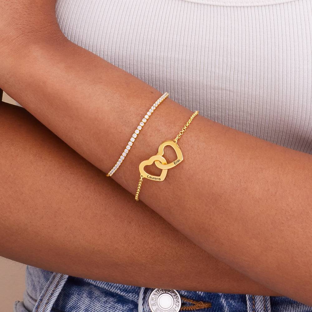 Claire Armband mit verschlungenen Herzen und Diamanten - Vergoldet-2 Produktfoto