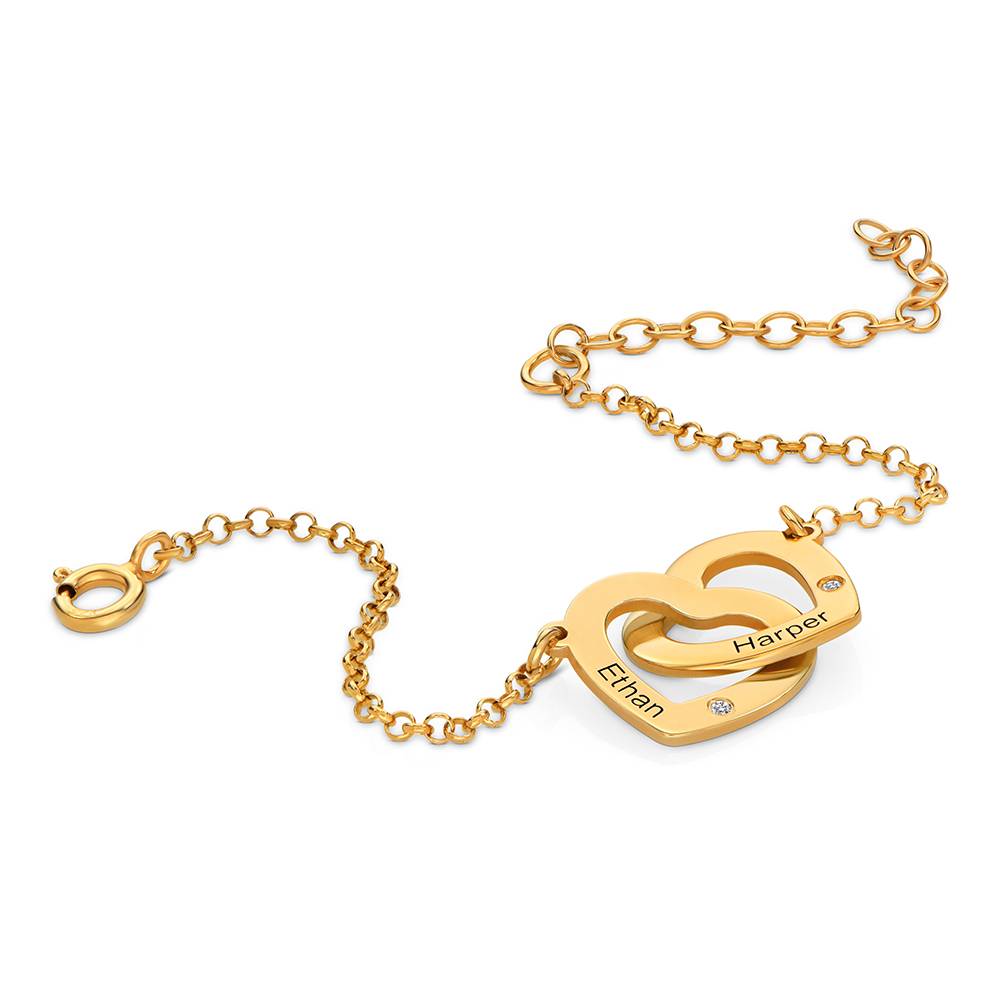 Claire Armband mit verschlungenen Herzen und Diamanten - Vergoldet-4 Produktfoto