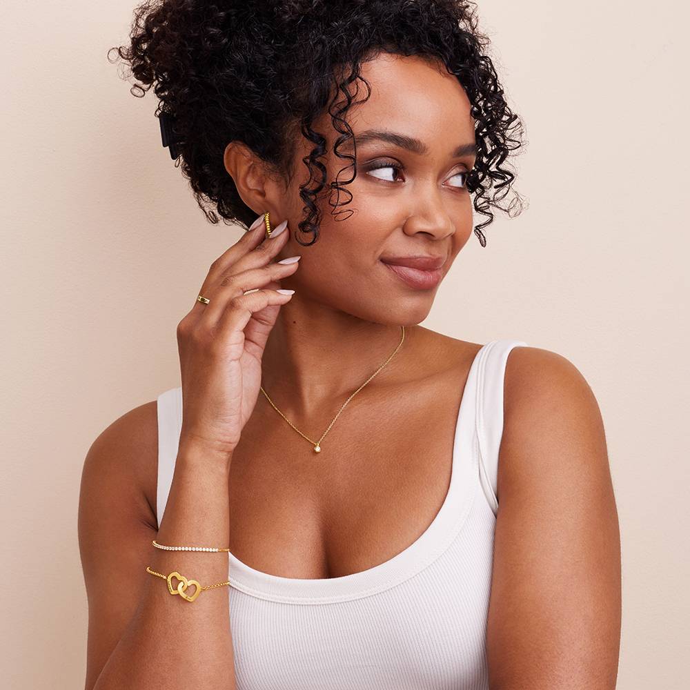 Claire Armband mit verschlungenen Herzen und Diamanten - Gold-Vermeil-1 Produktfoto