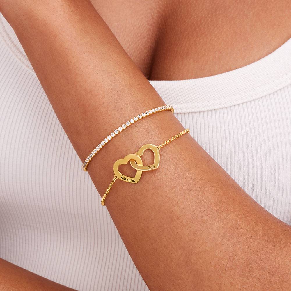 Claire Armband mit verschlungenen Herzen und Diamanten - Gold-Vermeil-2 Produktfoto