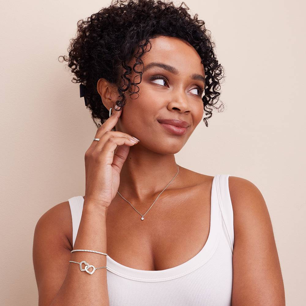 Claire Armband mit verschlungenen Herzen und Diamanten - Silber-1 Produktfoto