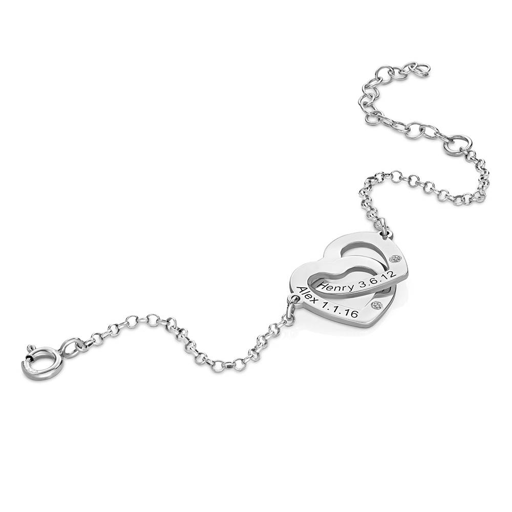 Claire Armband mit verschlungenen Herzen und Diamanten - Silber-4 Produktfoto