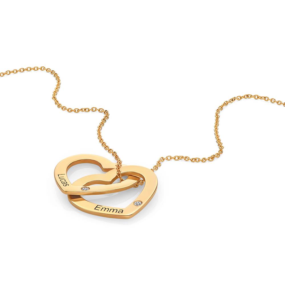 Claire Kette mit verschlungenen Herzen und Labordiamanten - Gold-Vermeil-5 Produktfoto