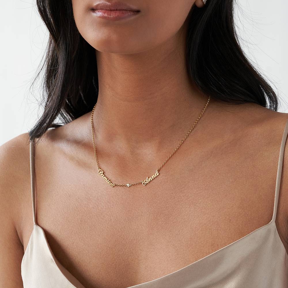Heritage Halskette mit mehreren Namen und Diamanten - Gold-Vermeil-3 Produktfoto