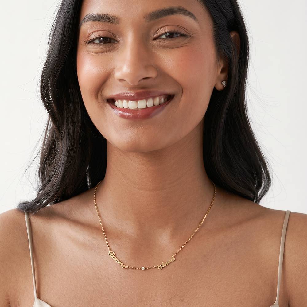 Heritage Halskette mit mehreren Namen und Diamanten - Gold-Vermeil-2 Produktfoto