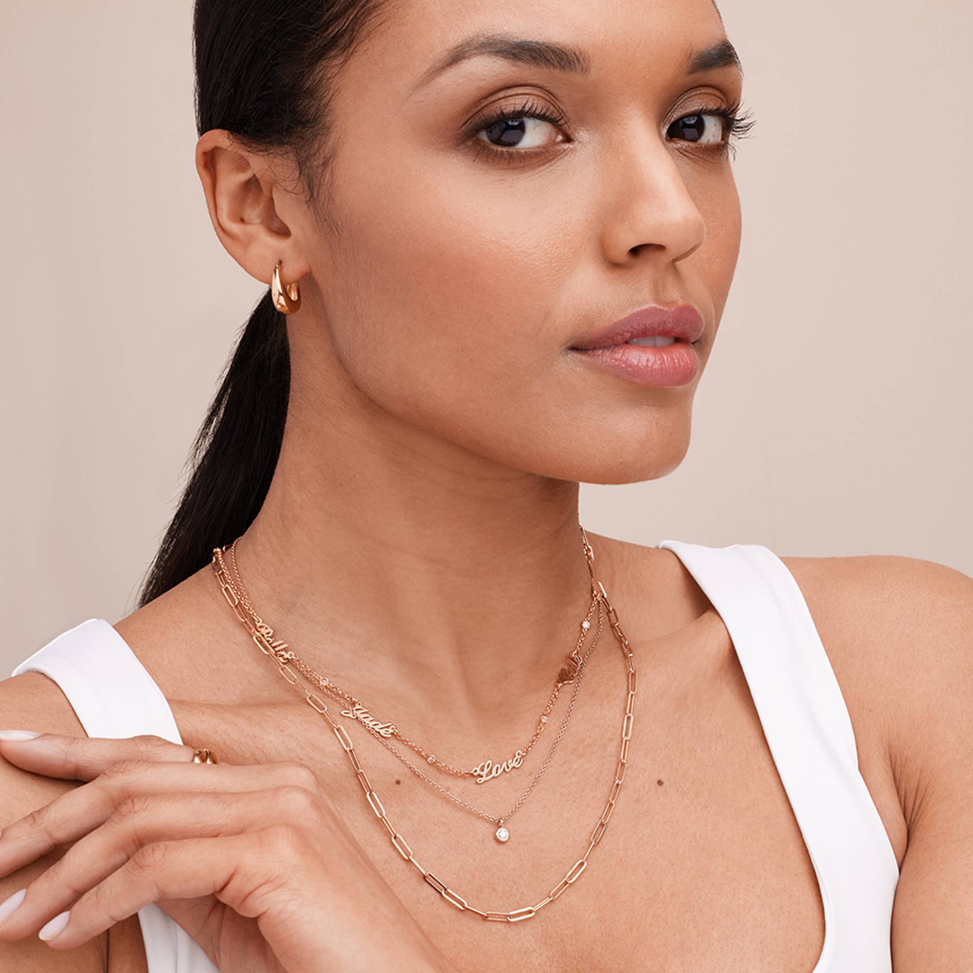 Heritage Halskette mit mehreren Namen und Diamanten - Rosévergoldet-4 Heritage Halskette mit mehreren Namen und Diamanten - Rosévergoldet-4 Produktfoto