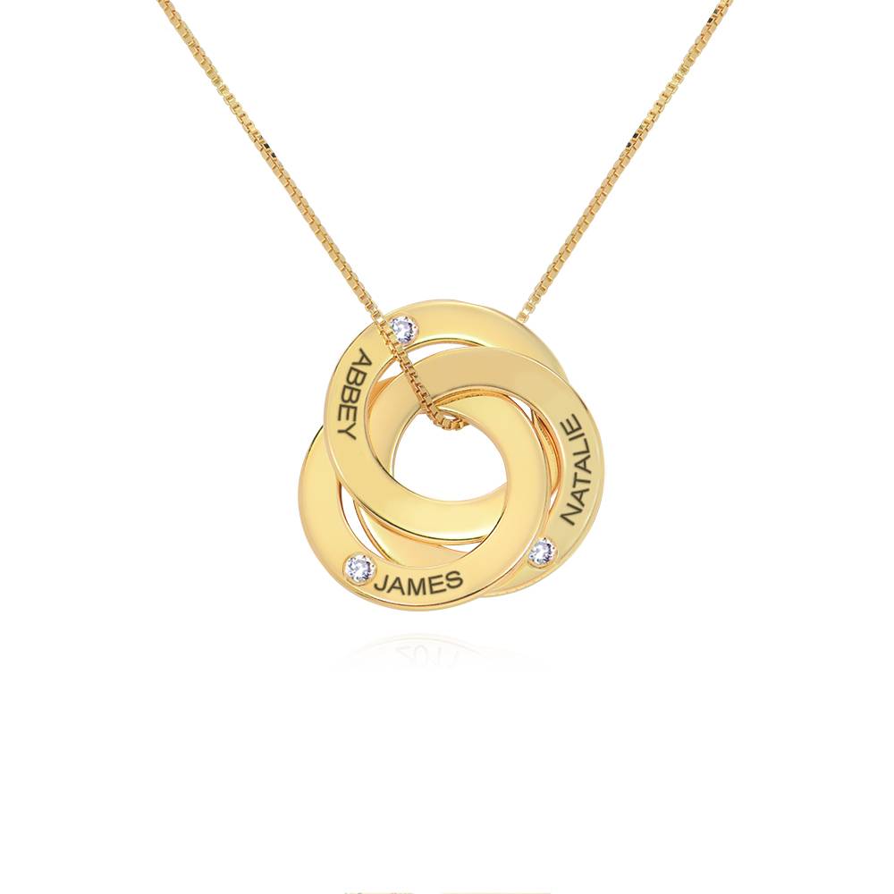 Russische Ring-Halskette mit 3 Ringen und Labordiamanten - in 417er Gelbgold-1 Russische Ring-Halskette mit 3 Ringen und Labordiamanten - in 417er Gelbgold-1 Produktfoto