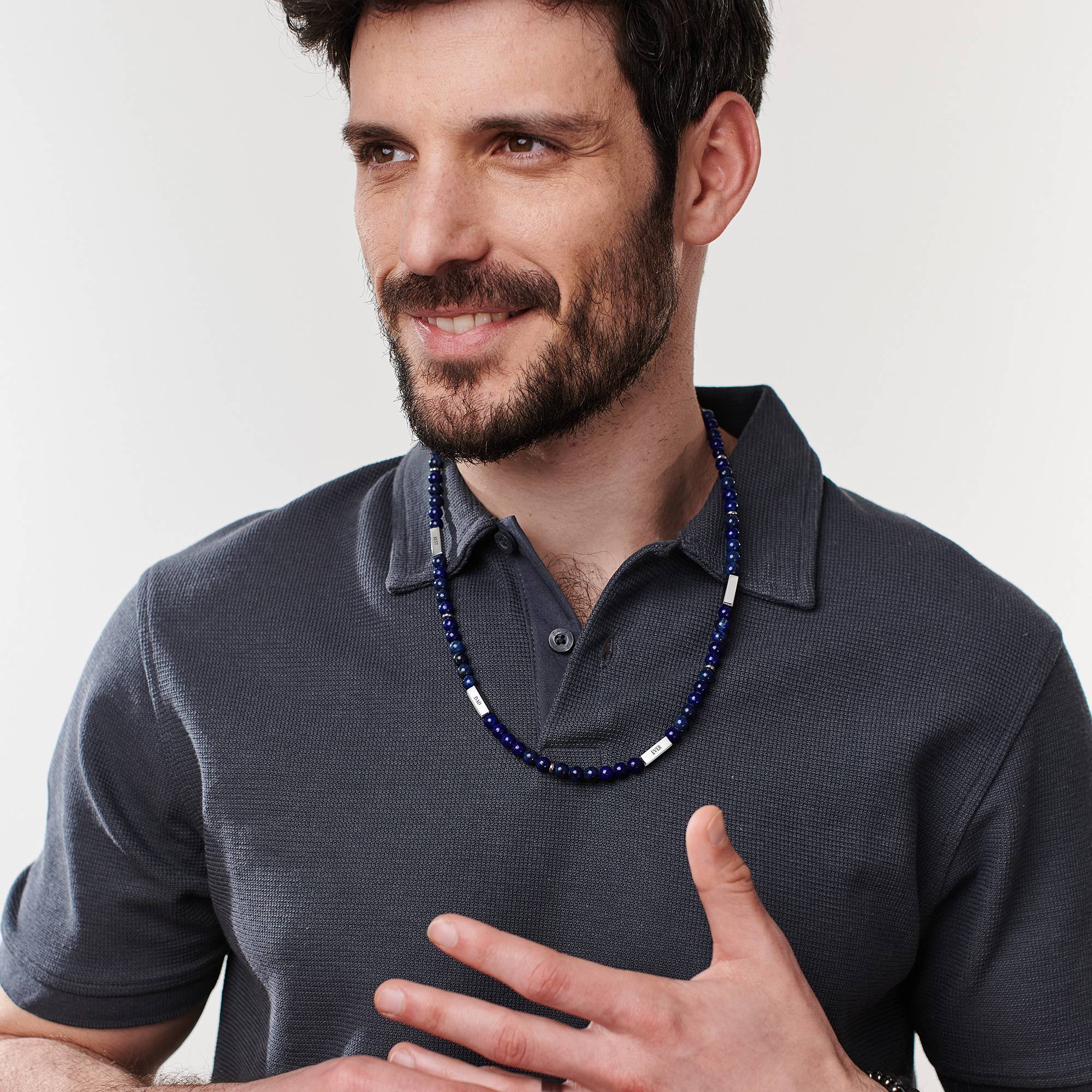 East Coast personalisierbare Lapis Halskette für Männer-5 Produktfoto