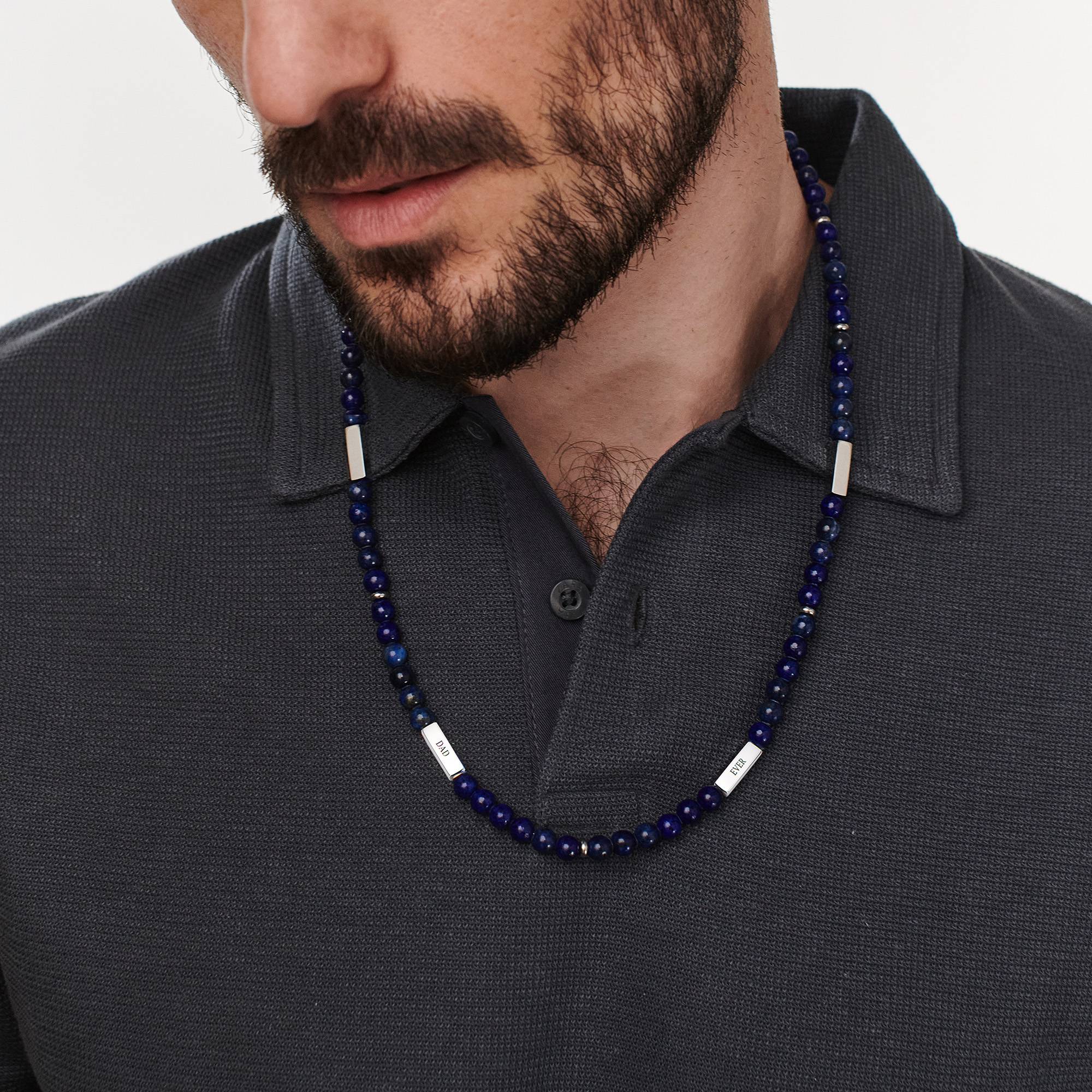 East Coast personalisierbare Lapis Halskette für Männer-4 Produktfoto