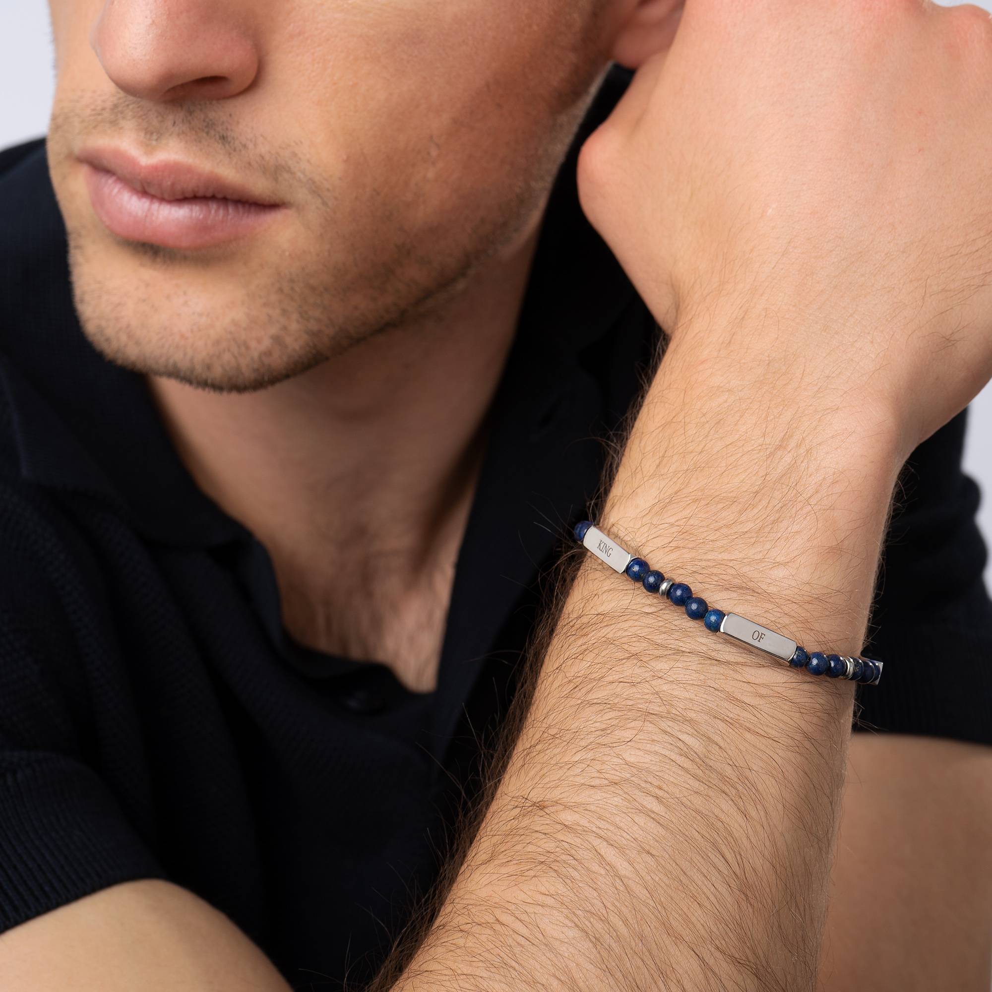 East Coast personalisierbares Lapis Perlenarmband für Männer-2 Produktfoto
