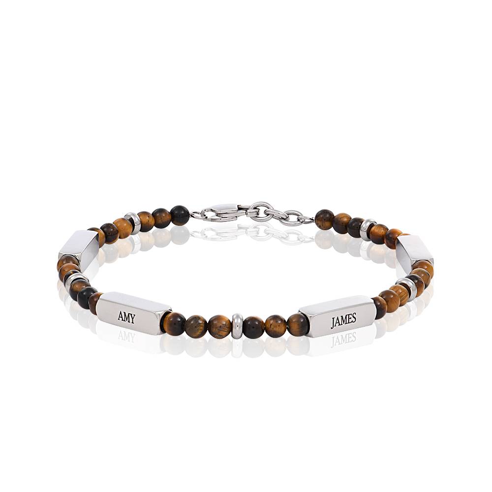 East Coast personalisierbares Tigerauge Perlenarmband für Männer-3 Produktfoto