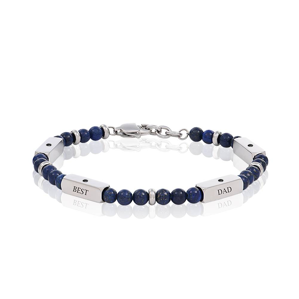 East Coast personalisierbares Lapis Perlenarmband mit schwarzen Diamanten für Männer-4 Produktfoto