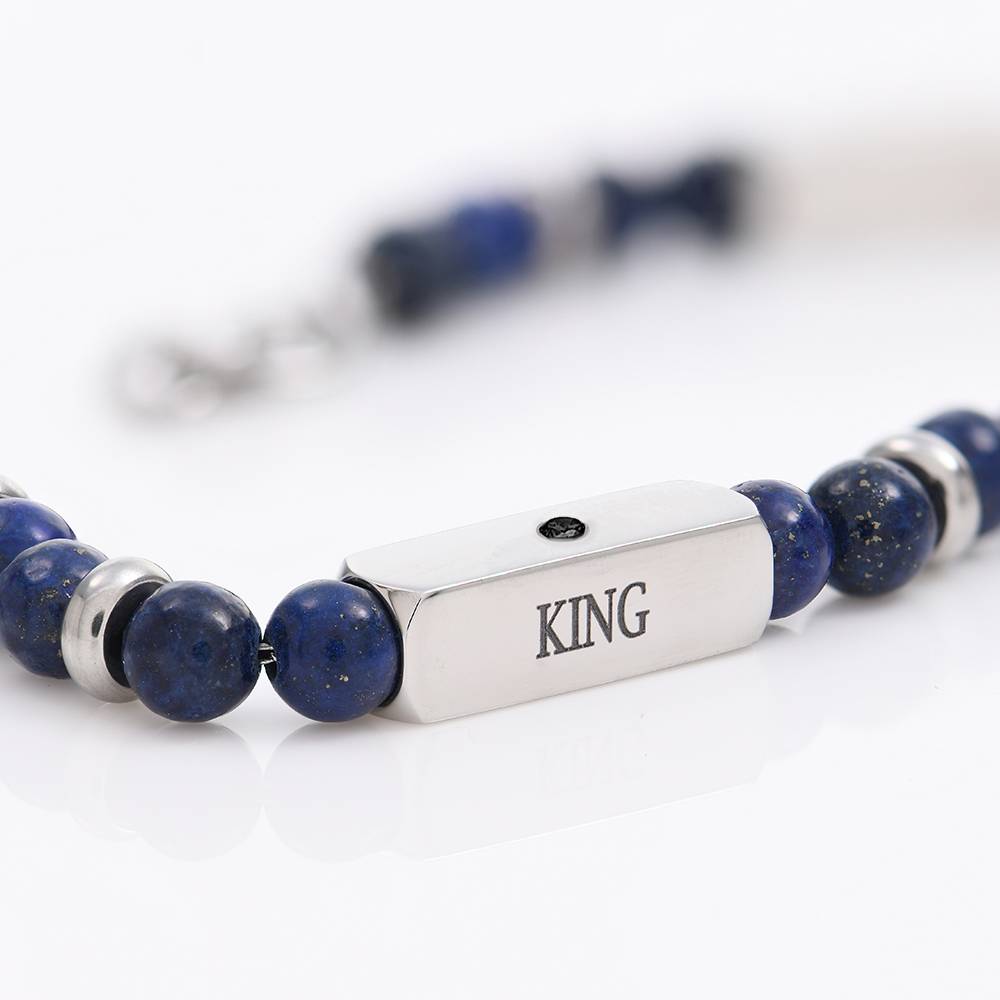 East Coast personalisierbares Lapis Perlenarmband mit schwarzen Diamanten für Männer-2 Produktfoto