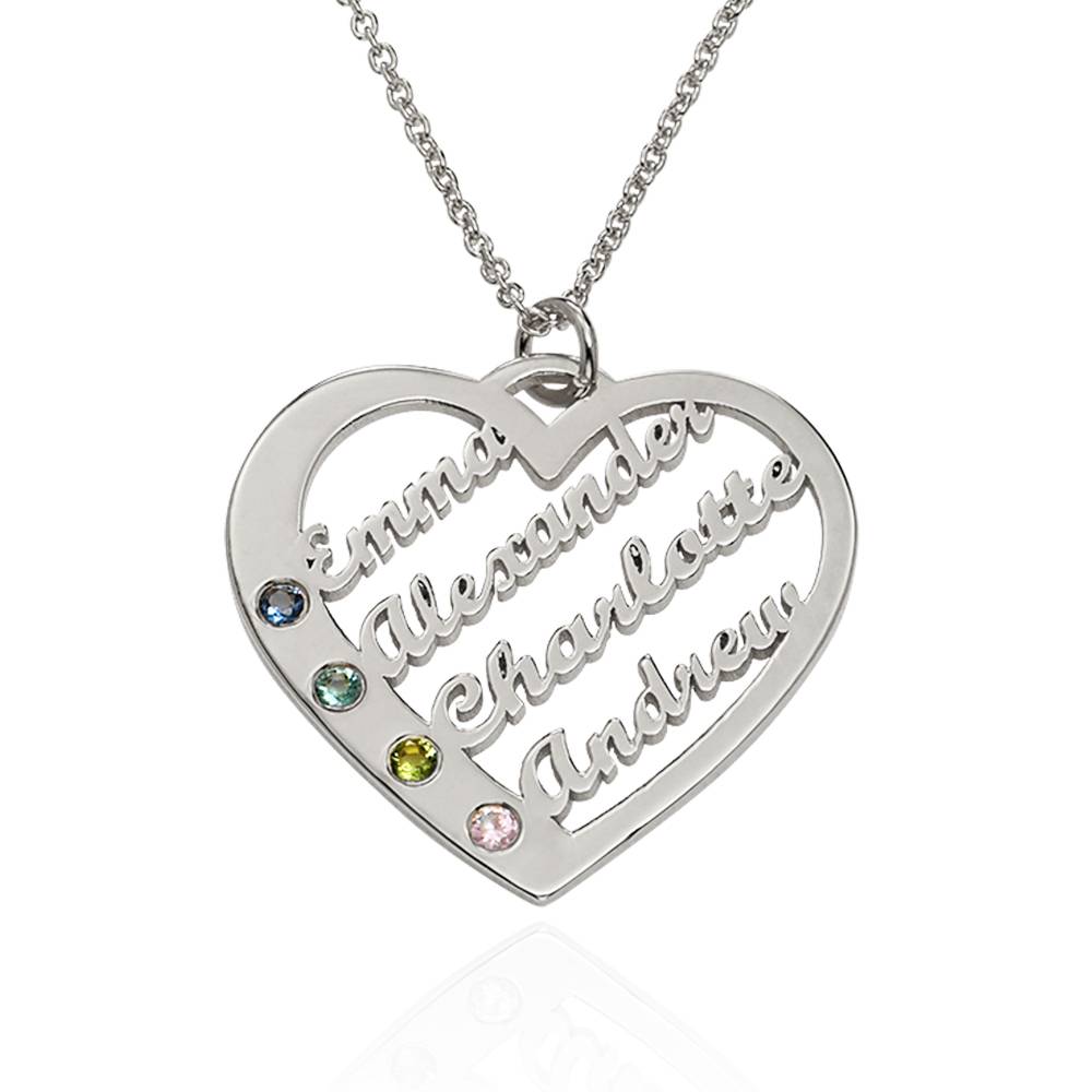 Ella Herzkette mit Namen und Geburtssteinen - Silber-5 Ella Herzkette mit Namen und Geburtssteinen - Silber-5 Produktfoto