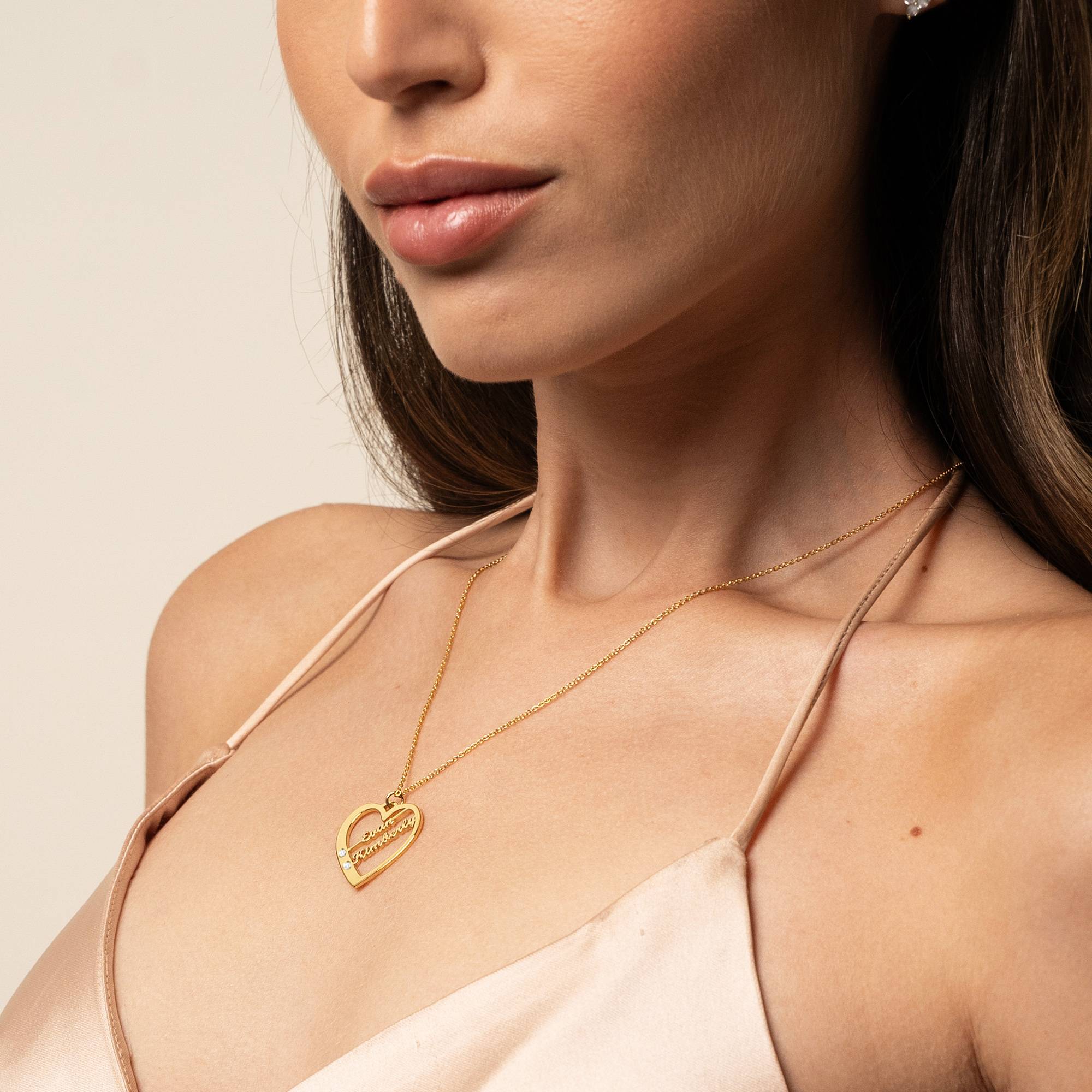 Ella Herzkette mit Namen und Diamanten - Vergoldet-2 Produktfoto