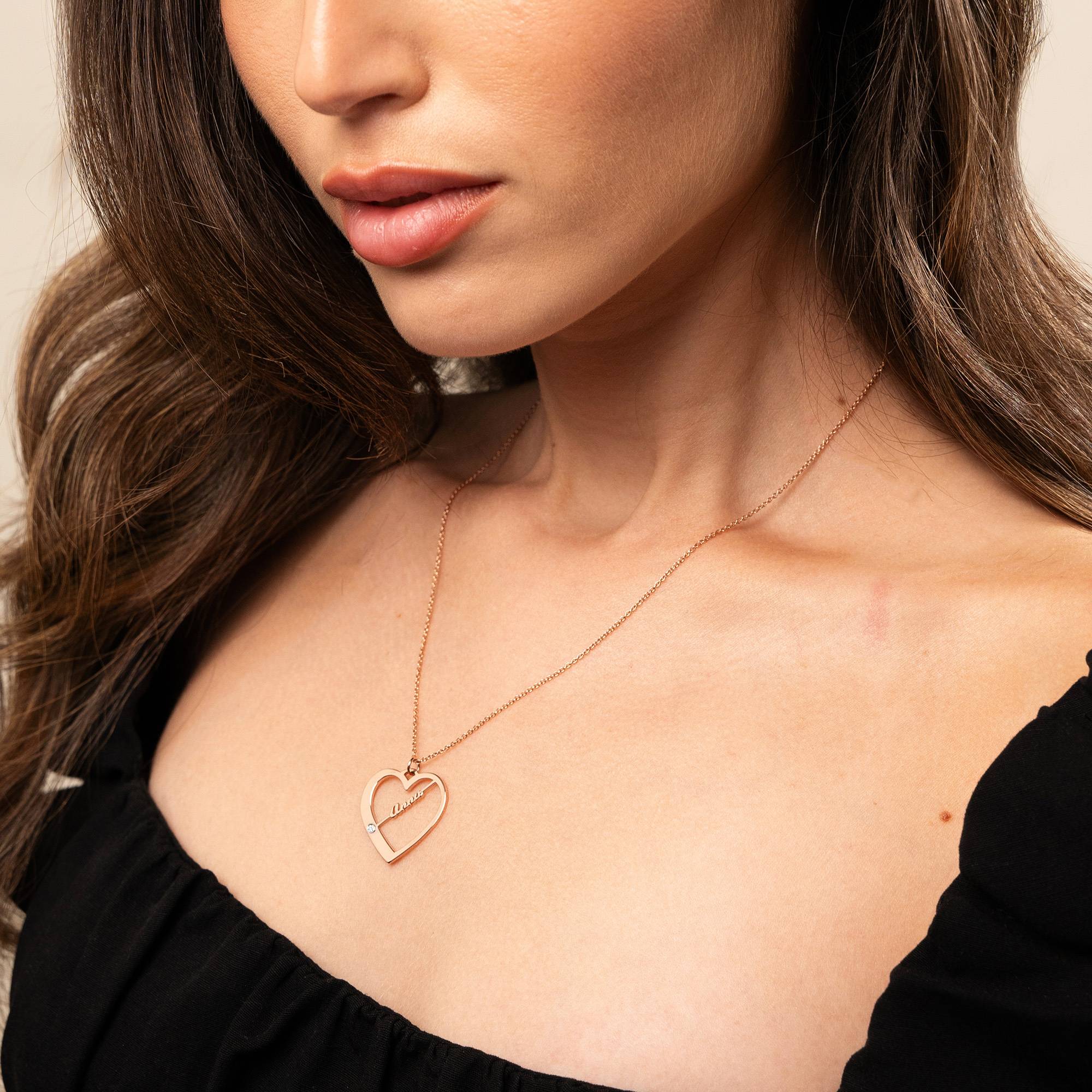 Ella Herzkette mit Namen und Diamanten - rosévergoldetes Sterlingsilber-4 Produktfoto