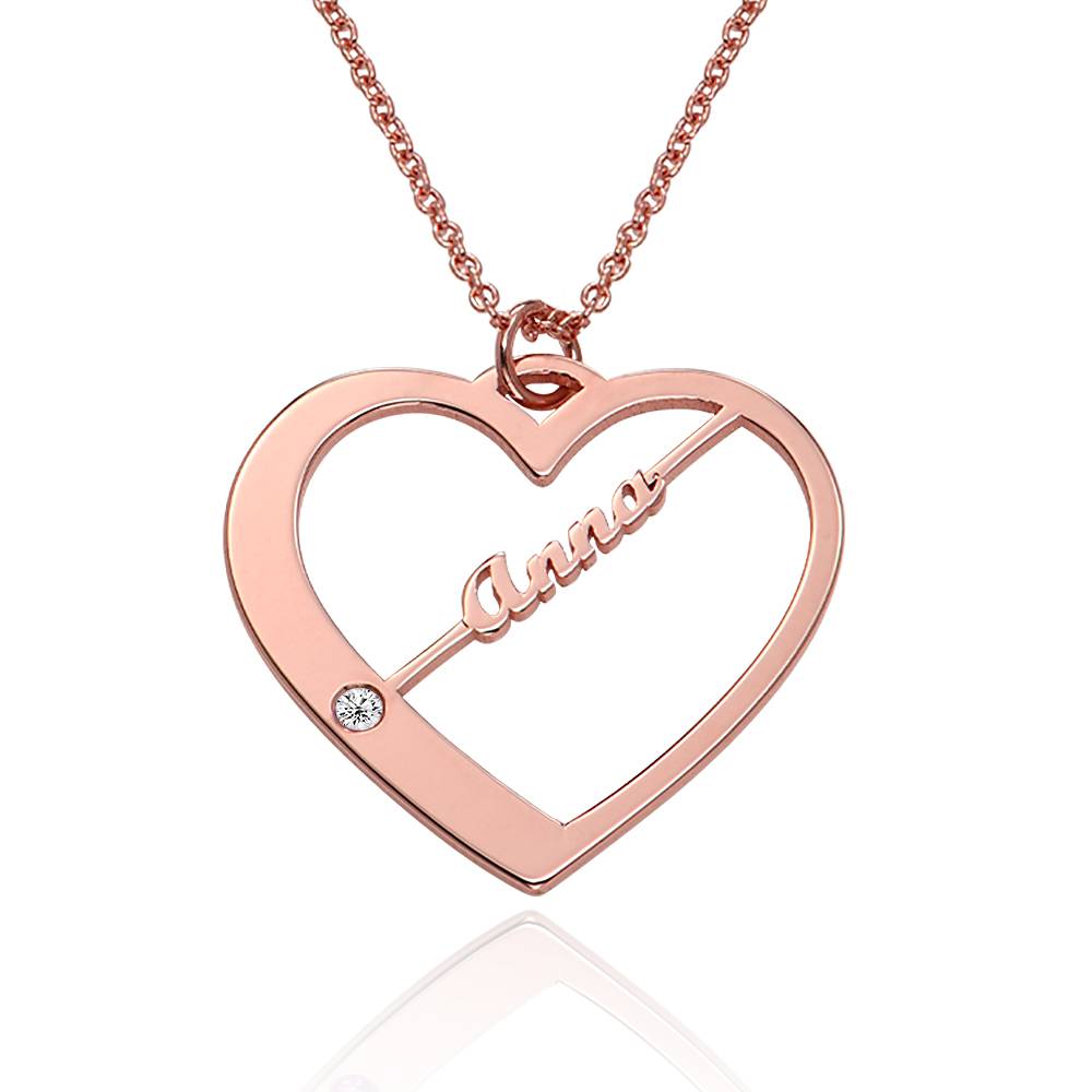 Ella Herzkette mit Namen und Diamanten - rosévergoldetes Sterlingsilber-6 Produktfoto