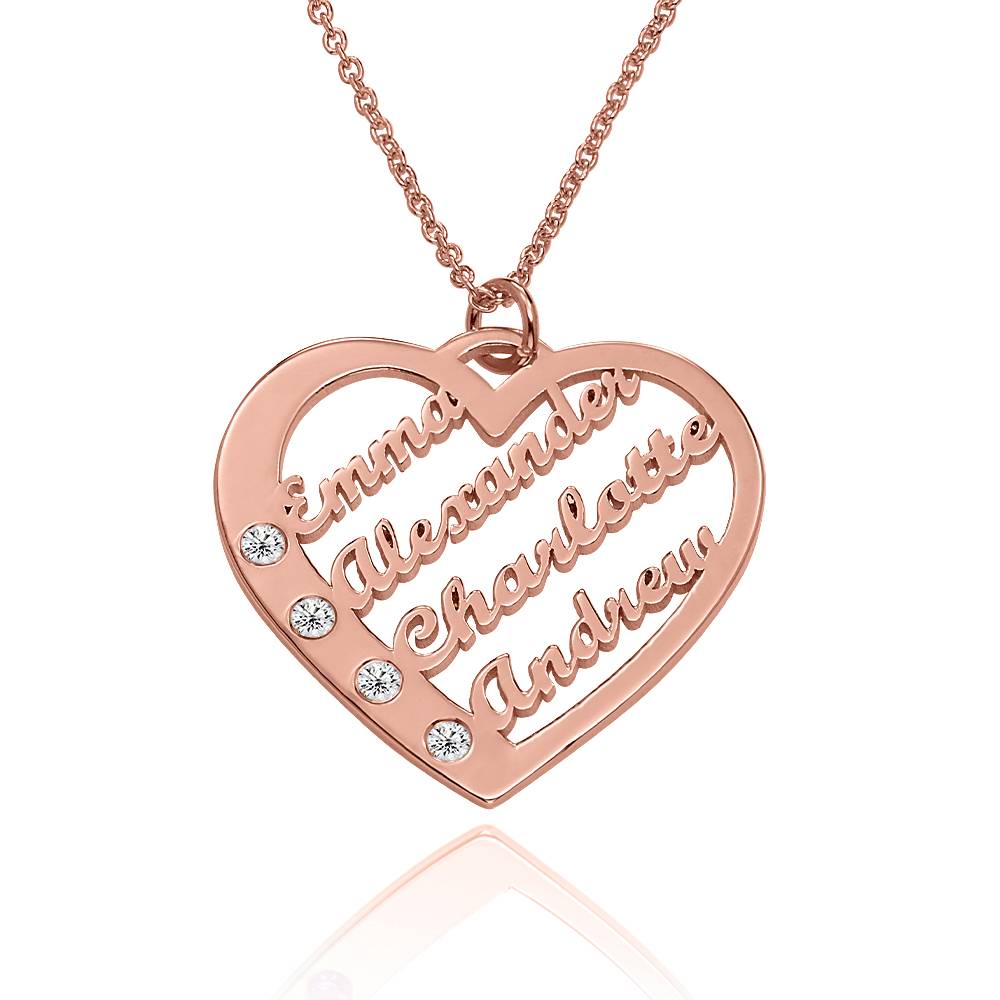 Ella Herzkette mit Namen und Diamanten - rosévergoldetes Sterlingsilber-5 Produktfoto