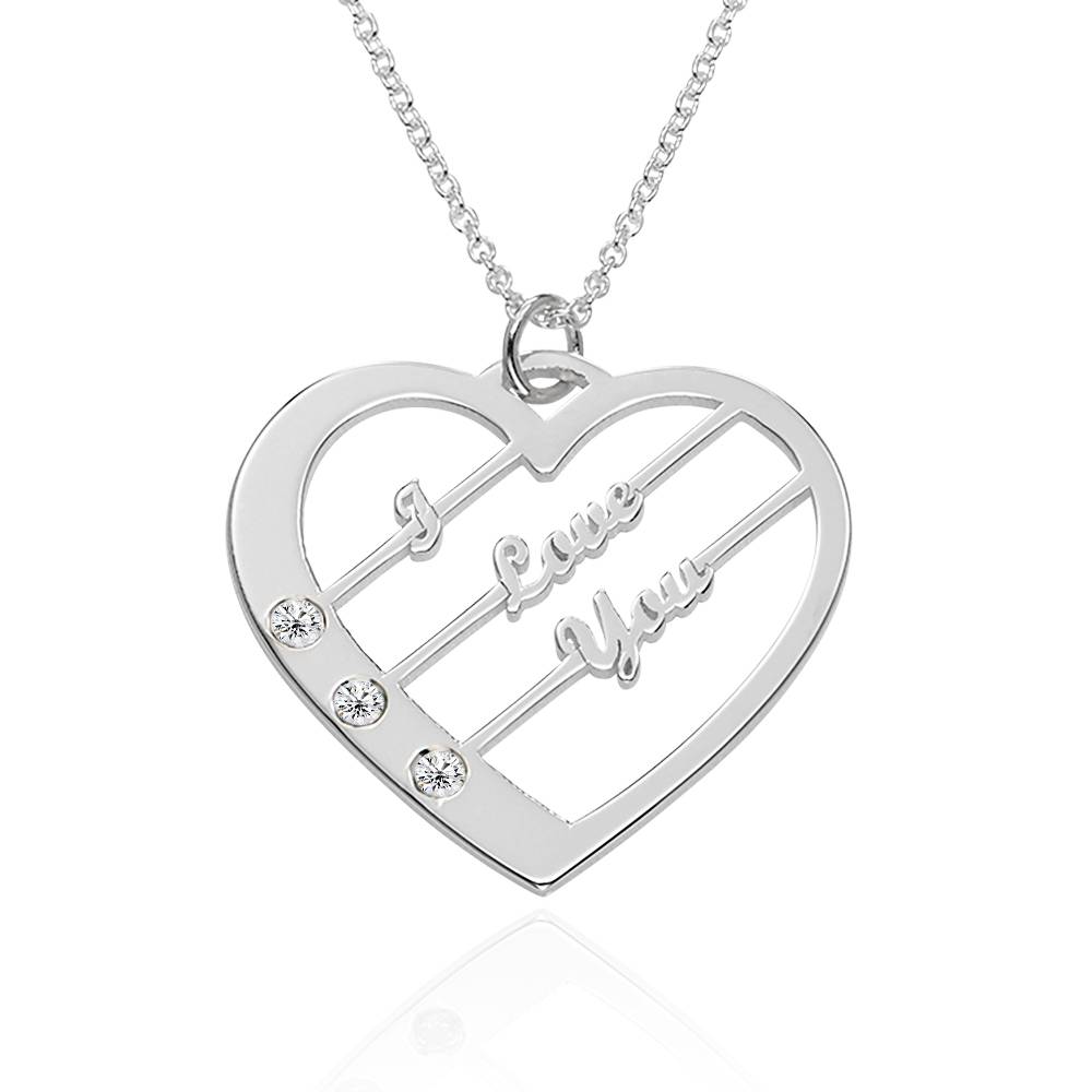 Ella Herzkette mit Namen und Diamanten - Silber-6 Produktfoto