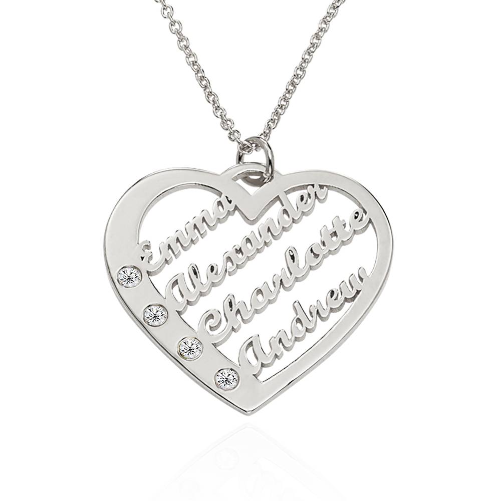 Ella Herzkette mit Namen und Diamanten - Silber-5 Produktfoto