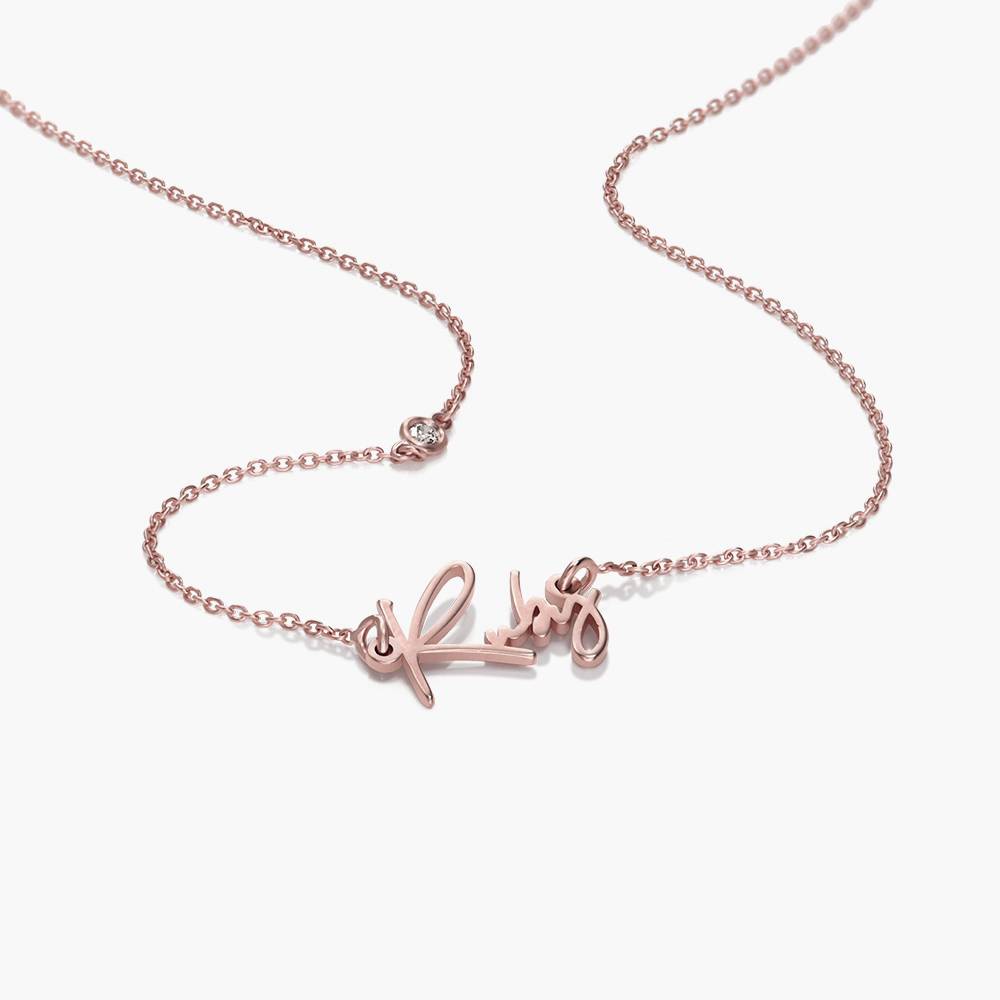 Paris Namenskette mit Diamant - Roségold-Vermeil-1 Produktfoto
