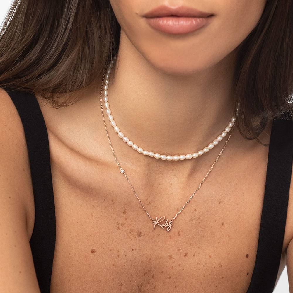 Paris Namenskette mit Diamant - Roségold-Vermeil-3 Produktfoto