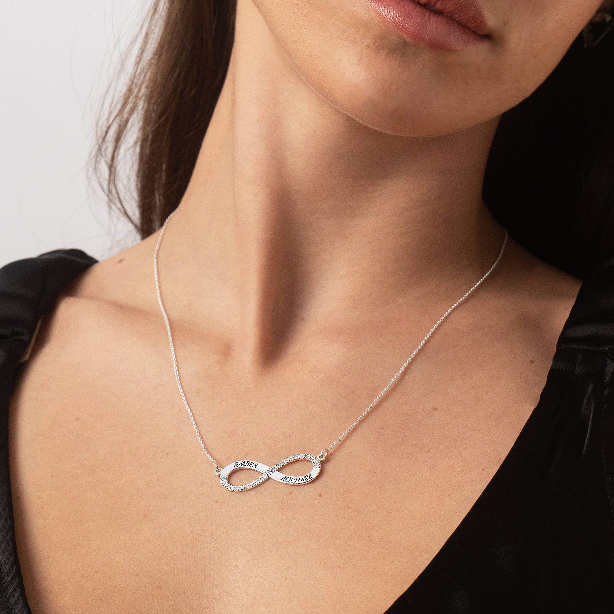 Unendliche Liebe Infinity-Halskette mit 0,23 ct Diamanten - 925er Sterlingsilber-5 Produktfoto