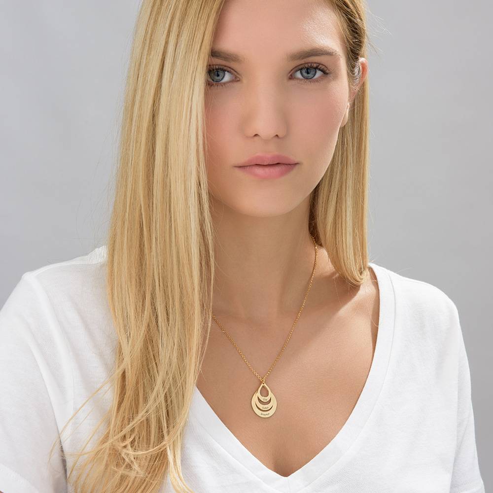 Tropfenförmige Familienkette mit Gravur - Gold-Vermeil-3 Produktfoto