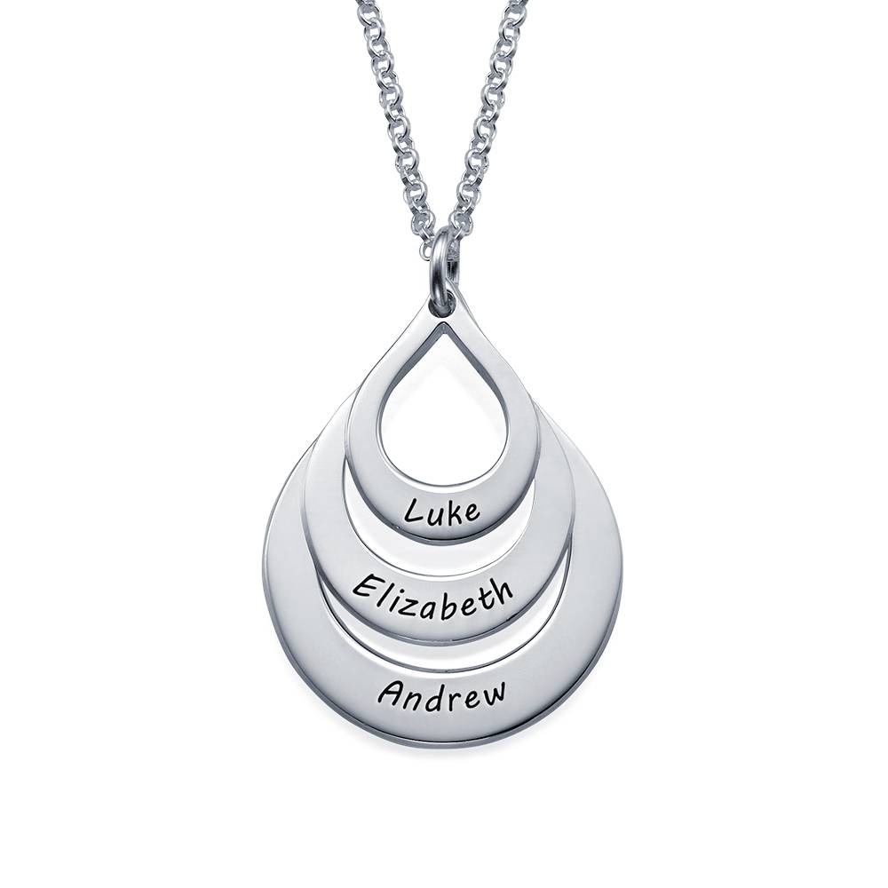Tropfenförmige Familienkette mit Gravur - in Silber-2 Produktfoto