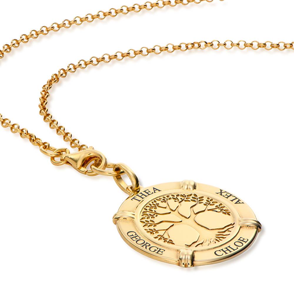 Family Roots Halskette mit gravierten Namen - Gold-Vermeil-2 Produktfoto