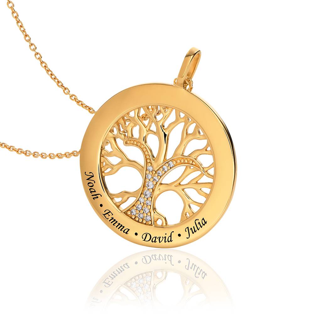 Familienbaum-Kreiskette mit Zirkonia - Gold-Vermeil-6 Familienbaum-Kreiskette mit Zirkonia - Gold-Vermeil-6 Produktfoto