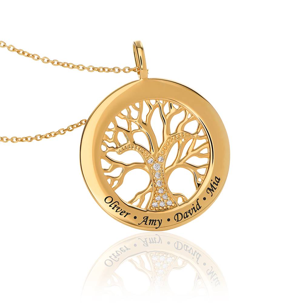 Familienbaum-Kreiskette mit Diamanten - Gold-Vermeil-5 Produktfoto