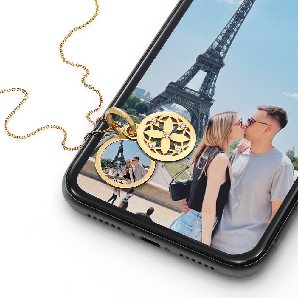 Blumen-Anhänger mit Bild - Gold-Vermeil-8 Produktfoto