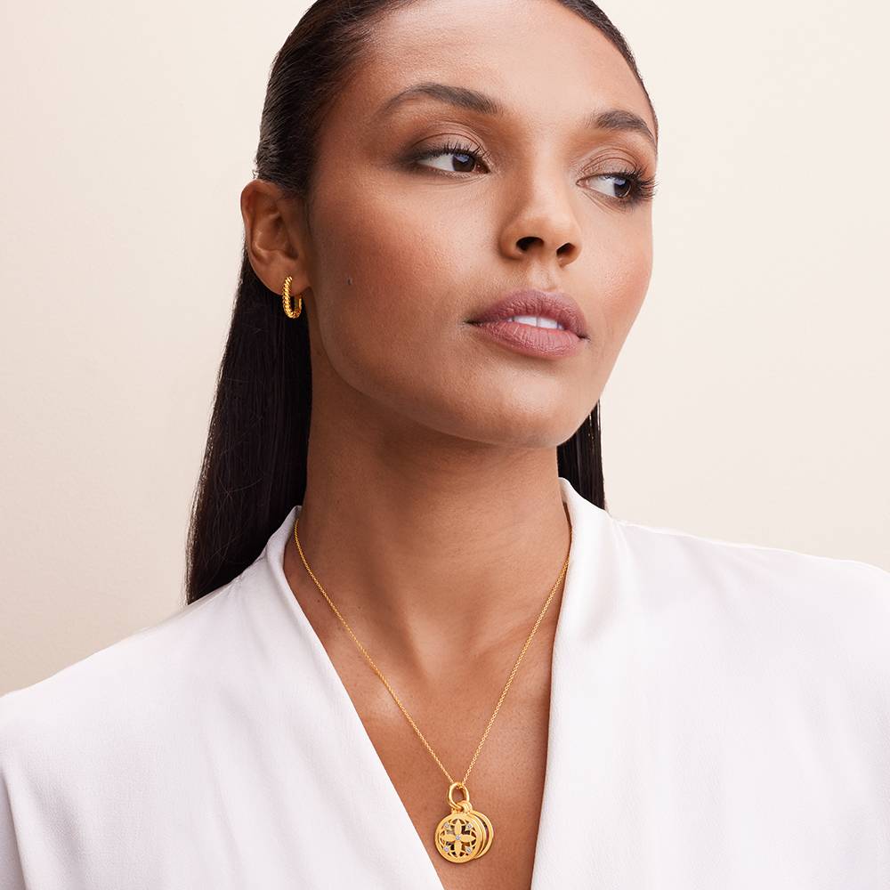 Blümchen Foto-Anhänger Halskette mit Diamanten - Gold-Vermeil-7 Produktfoto