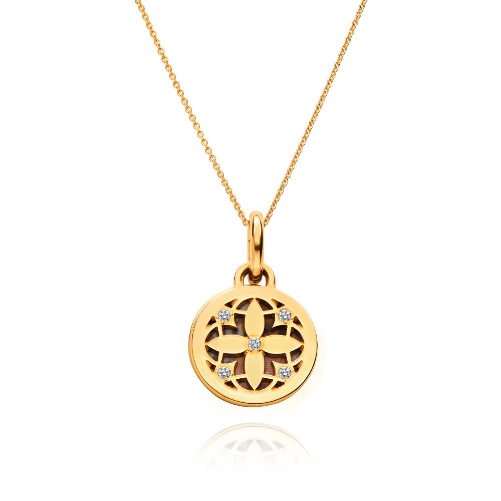 Blümchen Foto-Anhänger Halskette mit Diamanten - Gold-Vermeil-3 Produktfoto