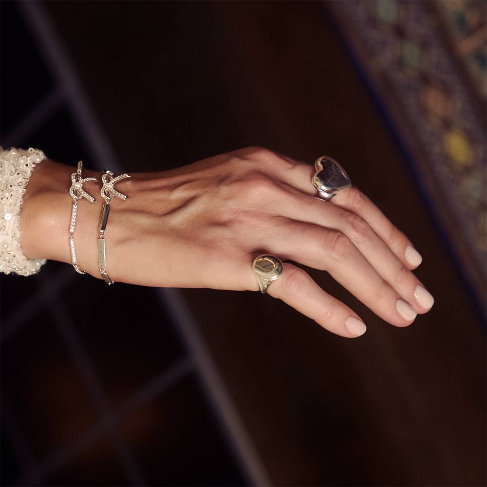 Pinky-Ring mit Initiale und Foto Für immer verbunden - Silber-4 Produktfoto