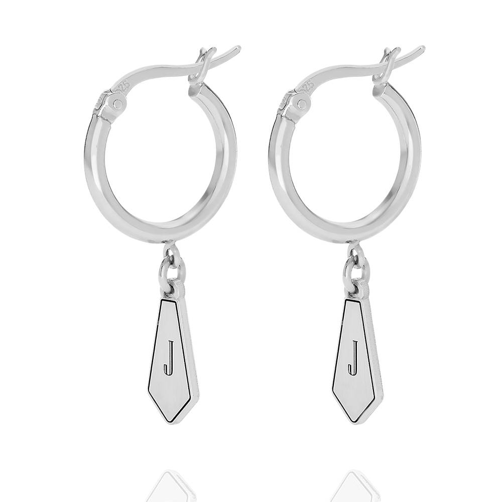 Gia Initial Creolen mit Tropfen-Anhängern - in Silber-1 Produktfoto
