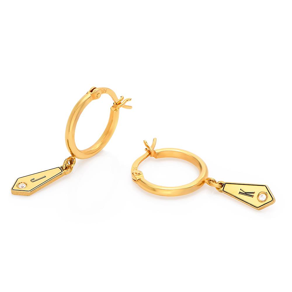 Gia Initial Creolen mit Tropfen-Anhängern und Geburtssteinen - Gold-Vermeil-5 Gia Initial Creolen mit Tropfen-Anhängern und Geburtssteinen - Gold-Vermeil-5 Produktfoto